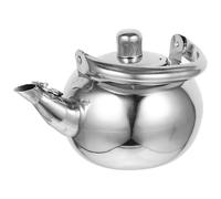 Théière en Acier Inoxydable 1l Argenté, avec Filtre et Poignée | Compacte, Conduction Thermique, Poignée Anti-brûlure, pour Induction et Gaz, Accessoire de Thé