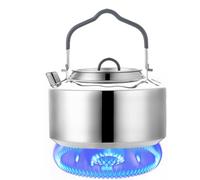 Théière En Acier Inoxydable - Acier Inoxydable 304 1,2L 18,5x15cm | Théière De Camping À Eau Bouillante, Bouilloire À Feu Ouvert, Poignée Pliable | Batterie De Cuisine Portative Légère De Pique-nique