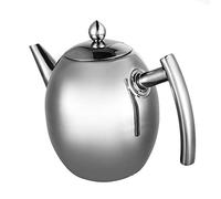 Théière en acier inoxydable avec filtre, théière théière avec filtre à thé tamis à café infuseur à thé en acier inoxydable pour maison cafétéria hôtel restaurant et bureau (1L)