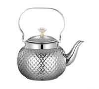 Théière en acier inoxydable avec texture martelée à l'extérieur et intérieur poli pour un aspect élégant et un entretien facile (1,2 l avec passoire couleur naturelle)