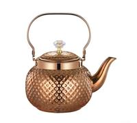 Théière en acier inoxydable avec texture martelée à l'extérieur et intérieur poli pour un aspect élégant et un entretien facile (1,2 l avec passoire or rose)