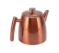 Théière en acier inoxydable poli, bouilloire à thé domestique à 2 couches avec filtre à couvercle intégré 1L, durable, élégante et lisse pour bureau, cuisine, restaurant, hôtel,