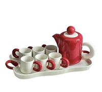 Théière en céramique avec plateau résistant aux hautes températures, pratique et exquise, bouilloire rouge