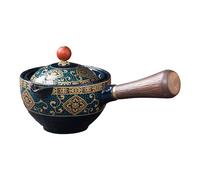 Théière En Céramique Avec Poignée - Théière À Poignée Latérale De Style Chinois 160 Ml | Service À Thé Kung Fu En Poterie Noire Avec Bois Massif | Machine À Thé À Filtre De 17,5 Cm De Large Pour Feuil