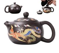 Théière en céramique Dragon et Phoenix Théière chinoise à changement de couleur Kung Fu avec poignée et infuseur Thé traditionnel à large bouche de 250 ml emballage en mousse