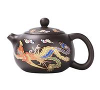 Théière en céramique Dragon et Phoenix Théière Kung Fu chinoise à changement de couleur 250 ml avec poignée et infuseur à large bouche - en céramique