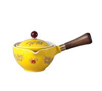 Théière en céramique Faite à la Main en Porcelaine, Théière Chinoise, Distributeur de thé avec poignée latérale et infuseur à 360 degrés, Rotation Anti-déversement, théière Kong Fu Semi-Automatique