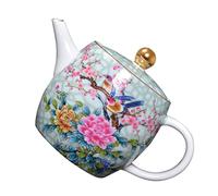 Théière en Céramique Fleur et Oiseau, Pot à Infusion