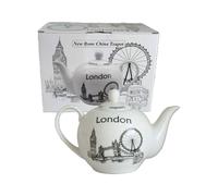 Théière en céramique souvenir de Londres - Théière décorative britannique avec monuments britanniques Big Ben, Tower Bridge, London Eye | Cadeau parfait et souvenir de Londres