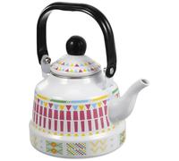 Théière en Émail Rétro 1,1 L pour Cuisinière, Café et Vin Chaud | Motif Géométrique Délicat, Surface Lisse, Prise Confortable, Remplissage Aisé, Chauffage Rapide pour Préparation Quotidienne