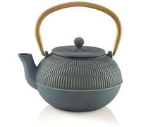 Beka Yuan théière en fonte japonaise 0,9 L - Théière avec infuseur en inox, anse rabattable et bec veseur anti-goutte - Bouilloire compatible avec tous feux - Théière orientale bleue
