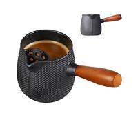 Théière en Fonte,600ml Bouilloire avec Poignée en Bois | Théière Ménagère - pour Cuisinière Maison Bureau Salle à Manger Chambre d'Étudiant Camping Voyage Bureau