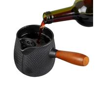 Théière en Fonte | Bouilloire 600 ml avec Manche en Bois pour Ébullition - Théière de Grande Capacité | pour Cuisinière Maison Bureau Salle à Manger Chambre d'Étudiant Camping Voyage Bureau