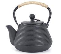 Théière en fonte, bouilloire de 1000 ml, compatible avec la cuisinière, avec infuseur pour thé en vrac, théière japonaise avec intérieur émaillé, noire.
