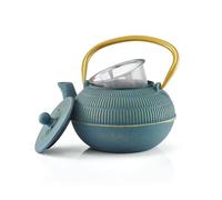 Beka Yuan théière en fonte japonaise 0,9 L - Théière avec infuseur en inox, anse rabattable et bec veseur anti-goutte - Bouilloire compatible avec tous feux - Théière orientale bleue