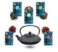 Théière en fonte et son Assortiment de 5x20g de Thés et Infusions COMPTOIR FRANÇAIS DU THÉ | | Cadeau Original pour un Anniversaire, la Saint-Valentin, la fête des Mères, Noël, les Maîtresses