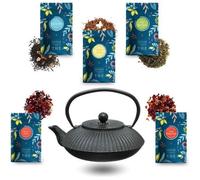 Théière en fonte et son Assortiment de 5x20g de Thés et Infusions COMPTOIR FRANÇAIS DU THÉ | Cadeau Original