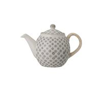 Théière en grès gris, anse bambou, motif vigne, 1200 ml, approuvée pour les aliments - Bloomingville, Elsa - 24x24x16 cm