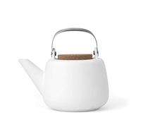 Théière en porcelaine avec poignée, infuseur en acier inoxydable, bec anti-gouttes, thé en vrac, thé à feuilles 1.2 L, noir blanc