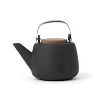Théière en porcelaine avec poignée, infuseur en acier inoxydable, bec anti-gouttes, thé en vrac, thé à feuilles 1.2 L, noir mat