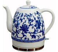 Théière en Porcelaine Bleue Et Blanche 1,5 L - Pichet Électrique sans Fil en Céramique pour Le Thé, Le Café, La Soupe, Les Flocons D'avoine - Appareil De Cuisine,01