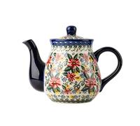 Théière en porcelaine européenne, théière vintage en porcelaine avec couvercle, bouilloire à filtre portable, bouilloire à café à motif floral peint à la main for la maison et le salon de thé