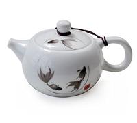 Théière en porcelaine, petite théière chinoise Fengshui Gongfu Blanc 177 g (Poisson)