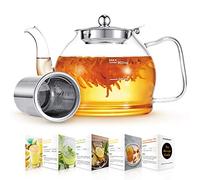 Théière en Verre 1200 ml Avec Passoire - Service à Thé en Borosilicate, Œuf à Thé pour Feuilles Lâches - Passe au Lave-Vaisselle