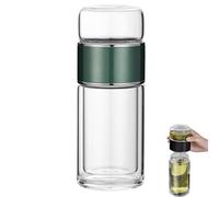 Théière en verre avec filtre de séparation, double paroi en verre borosilicate avec tamis en acier inoxydable, facile à retourner et à tirer pour le thé en vrac, pour la maison, le bureau et les