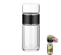 Théière en verre avec filtre de séparation, double paroi en verre borosilicate avec tamis en acier inoxydable, facile à retourner et à tirer pour le thé en vrac, pour la maison, le bureau et les