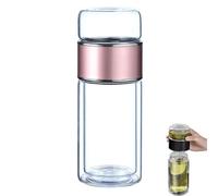 Théière en verre avec filtre de séparation, double paroi en verre borosilicate avec tamis en acier inoxydable, facile à retourner et à tirer pour le thé en vrac, pour la maison, le bureau et les