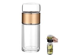 Théière en verre avec filtre de séparation, double paroi en verre borosilicate avec tamis en acier inoxydable, facile à retourner et à tirer pour le thé en vrac, pour la maison, le bureau et les