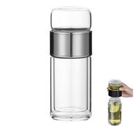 Théière en verre avec filtre de séparation, double paroi en verre borosilicate avec tamis en acier inoxydable, facile à retourner et à tirer pour le thé en vrac, pour la maison, le bureau et les