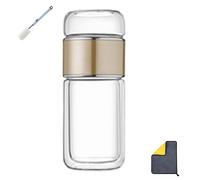Théière en verre avec infuseur et couvercle Doré 500 ml