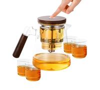 Théière en Verre avec Infuseur et Couvercle,Théière en Verre avec Infuseur - à thé en verre avec 4 tasses d'infuseur à thé | Bouilloire infuseur à bouilloire à en verre de grande capa