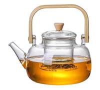 Théière en verre avec infuseur, théière en verre transparent de 1200 ml avec poignée pour dessus de cuisinière, thé en vrac, transparente