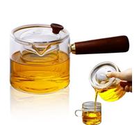 Théière en verre avec infuseurs pour thé en vrac Théière à couvercle avec poignée en bois de 450 ml avec bec verseur Cuisinière électrique transparente sûre pour salon de thé à la maison