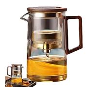 Théière en verre avec poignée, 500 ml/750 ml, bouilloire en verre avec passoire, théière magique transparente à une touche avec poignée en bois, lave-vaisselle, machine à thé pour thé vert