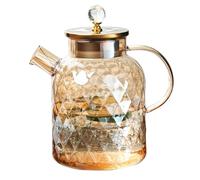 ThéIère en Verre Borosilicate avec Couvercle,ThéIère en Verre Résistant à la Chaleur avec Filtre en Acier Inoxydable Amovible pour Thé,Thé à Fleurs,Lait,Café,Jus (1800ML)
