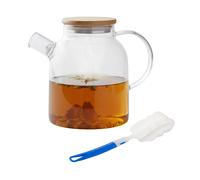 Relaxdays Théière en verre avec couvercle bambou