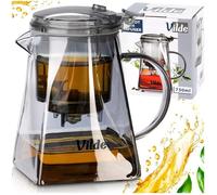 Théière en verre borosilicate - Vilde - 730 ml - avec infuseur à bouton pressoir - design moderne