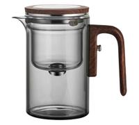 Théière en verre, bouilloire à thé en verre - Bouilloire à théière en verre de 600 ml avec filtre | Bouilloire à thé transparent avec poignée en bois pour préparer, filtrer, verser