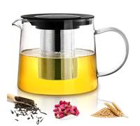 Théière en verre de 1,5 l avec passoire, service à thé en verre, théière en verre borosilicate, service à thé en verre borosilicate résistant à la chaleur, convient pour le camping, les voyages, les