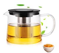 Théière en verre de 1,5 l avec passoire : théière borosilicate, infusion de thé noir, vert, et autres tisanes