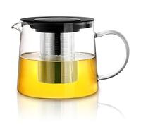Théière en verre de 1,5 l avec passoire, théière en verre avec infuseur, théière en verre résistant à la chaleur, idéale pour les feuilles en vrac, les tisanes et le jus, 21,5 x 15 x 13,5 cm