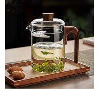 Théière en verre de thé vert résistant à la chaleur avec croissant, filtre à thé parfumé, brassage Hanle en bois, théière en verre, service à thé 800ml