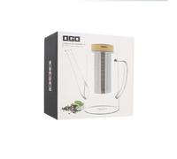 OGO LIVING - Théière en verre 1,2L - 7912099 - Idéal pour le thé et la tisane - théière en verre borosilicate et couvercle en bois d'acacia
