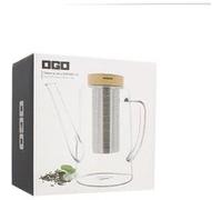 OGO LIVING - Théière en verre 1,2L - 7912099 - Idéal pour le thé et la tisane - théière en verre borosilicate et couvercle en bois d'acacia