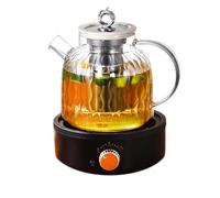 Théière en verre santé 1L, bouilloire électrique 700W avec infuseur en acier inoxydable 304, faible bruit, fonction maintien au chaud pour maison et bureau blue