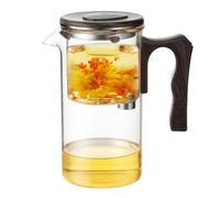 Théière en verre transparent avec poignée en bois pour séparer l'eau | Solution élégante d' de thé adaptée aux infusions vertes de fleurs pour la maison, la cuisine, la détente
